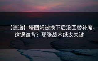 【速递】塔图姆被换下后没回替补席，这锅谁背？那张战术纸太关键
